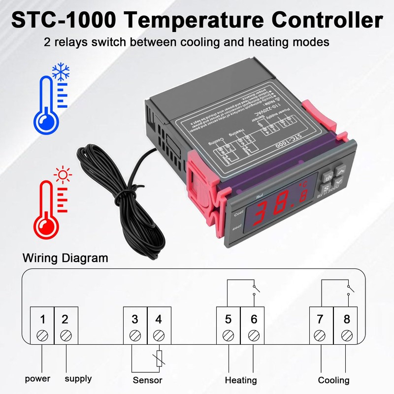 Temperature Controller Binghe AC 110-220V Temperature Sensor with Temperature Sensor