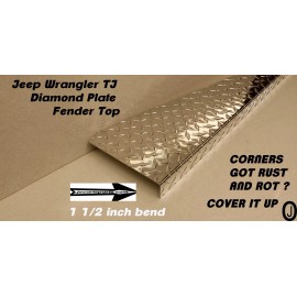 jocartsparts.com Fits Jeep Wrangler TJ Alum Diamond Plate Fender Top Covers With 1.5 inch BEND.