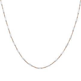 Oro de 14 quilates sobre plata de ley 925 de 1,5 mm de tubo de corte de diamante + collar de cadena de anclaje, disponible en amarillo, plata o rosa, 16, Chapado en oro, Sin gemas.