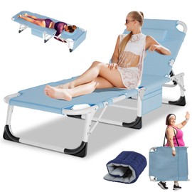 LILYPELLE Tanning Chair with Face Hole, Heavy Duty Outside Lounge Chair with Mattress, Folding Outdoor Face Down Tanning Chairs Arm Hole for Beach Poolside Patio Sunbathing Lawn Camping