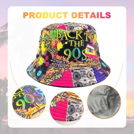 TUONYIS 2 Pcs Funny Fishing Hats Bucket Hat, Retro 80s 90s Unisex Reversible Beach Sun Hats,Double Side Wear Outdoor Cap for Hip hop Party Summer Travel Holidays (UK, Alpha, One Size, Multicolor)