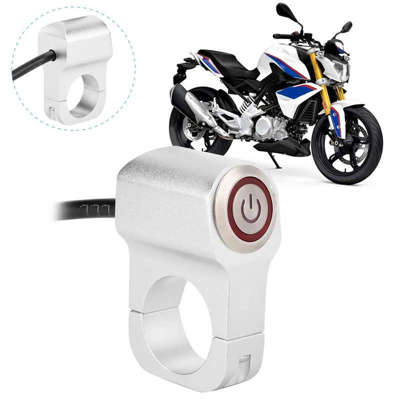 Handlebar Headlight Switch Aluminium Alloy with Red LED Indicator Light