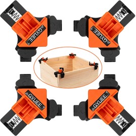 90 Degree Angle Clamps, Woodworking Corner Clip, Right Angle Clip Fixer, Set of 4 Clamp Tool with Adjustable Hand Tools (orange+black)
