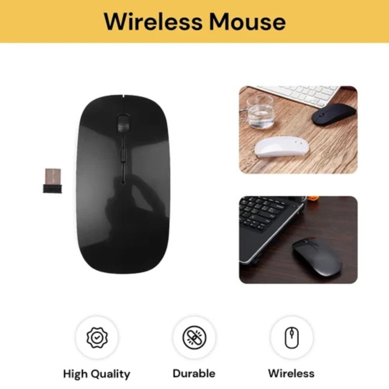 Wireless Mouse for Laptop, 2.4GHz Slim Mouse with USB Receiver,