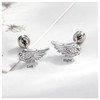 Goth Angle Wing Earrings Silver Stainless Steel Flat Back Earrings