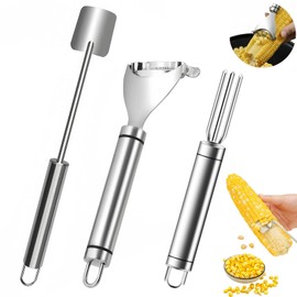 Corn Peeler 3PCS Stainless Steel Corn Stripper, 2025 Upgraded Corn Cob peelers, Corn Peeler for Corn on the Cob, Safe Durable Kitchen Tools for Home, BBQ & Restaurant Use