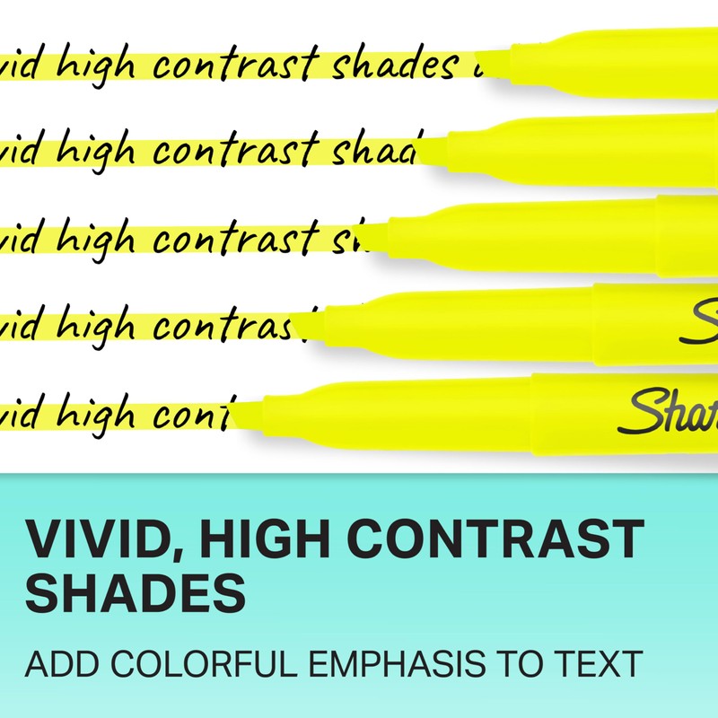 Sharpie Pocket Style Highlighters, Chisel Tip, Fluorescent Yellow, Box of