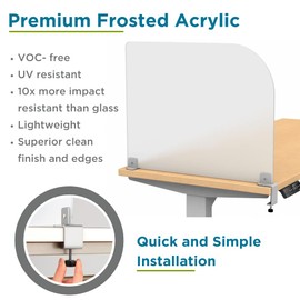 VaRoom - Desk Divider for Office. Test Dividers for Student Desks. Desk Dividers for Students- Privacy Desk Panel. Privacy Divider. Frosted Acrylic Clamp-on Desk Partition (23” W x 18”H)