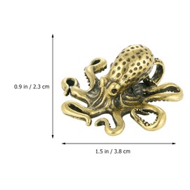 Veemoon Brass Octopus Statue Ornament Mini Octopus Figurine Metal Sea Animal Statue Sea Desktop Decor Brass Craft Figurine Brass Adornment Indoor