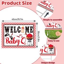 BBQ Baby Shower Decorations - Welcome Baby Q Baby Shower Yard Sign with Stakes Garden Decor, Barbeque Picnic Summer BBQ Gender Reveal Party Supplies