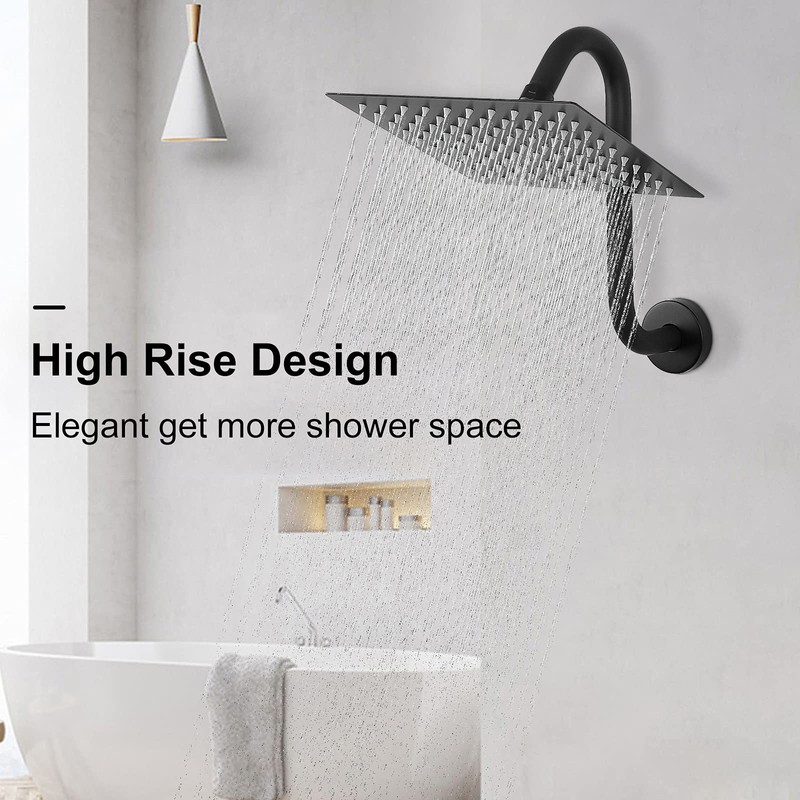 NearMoon S Shaped Shower Head Riser Pipe, Shower Extender Arm