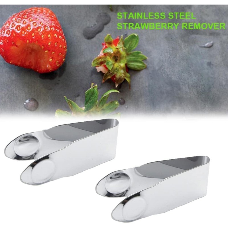 3Pcs Silver Stainless Steel Strawberry Huller Fruit Stem Remover Home