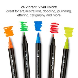 KINGART Twin-Tip Acrylic Paint Pens (452-24), 24 Colors, Professional Artist Quality, Dual-Tip Markers, Model
