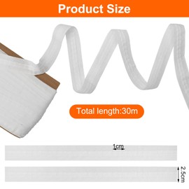 APOMOONS 30 m x 2.5 cm curtain tape, ruffle tape, curtain tape for sewing, pleated tape for curtains, ruffle tape for ironing, curtain tape for sewing on curtain hooks