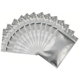 Rimiko 100 pcs Resealable Opaque Aluminium Foil Pouch Bags, Reusable Small Mylar Bags, Flat Ziplock Sample Bags for Food Storage and Packaging (Silver, 6.3"x 9.4")