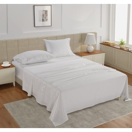 LANE LINEN California King Sheets - 4 Pc Cal King Sheets Set, 450 Thread Count 100% Cotton Sheets California King, Cooling Sheets, Breathable Bed Sheets, Deep Pocket California King Sheet Set - White