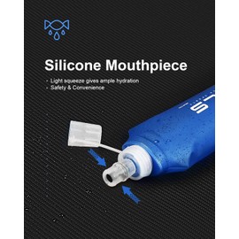 Soft Running Water Flask Soft Flasks Collapsible Soft Water Bottles Small BPA-Free for Sports Hiking Hydration Pack 5oz/8oz/17oz(BLACK,8oz)