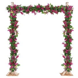 IPOPU 5.9 Ft Bougainvillea Artificial Flowers Garland, 2PCS Faux Bougainvillea Silk Vine Flowers Artificial Hanging Flowers for Wedding Arch Wall Centerpieces Table Decorations (Deep Pink)