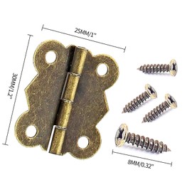 BokWin 40PCS Antique Brass Butterfly Hinge 1 inch Hinges Antique Small Butterfly Hinges Bronze Door Folding Hinge for Crafts Wooden Box Gift Box Hinges Cabinet Drawer Jewelry Box