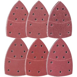 Delta Sandpaper Triangular Sander, Pack of 72 Sandpaper Velcro 105 x 152 mm Sandpaper 11 Hole Sandpaper Triangle, P40 60 80 120 180 240 Grit for Multi Sander Sanding Mouse