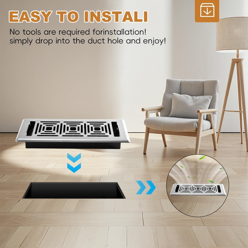 Floor Register 4x10, Heavy Duty Walkable Steel Floor Vent Covers,