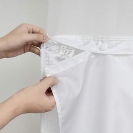 No Hook Snap in Fabric Replacement Liner with  70" x 54" - Removable & Detachable to Wash, Use for Hotel Style Shower Curtain - Gray, 70x54 - Color: White, Size: 70"W x 54"L (Pack of 1)