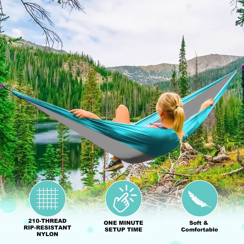 SZHLUX Camping Hammock Double & Single Portable Hammocks with 2