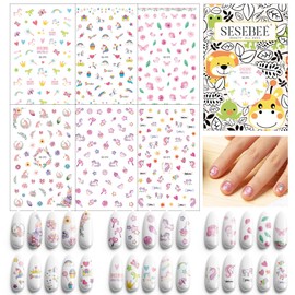 Kids Nail Stickers, 6 Sheets 280 Designs of Kids Nail Art Decals Stickers,Self Adhesive 3D Nail Art Stickers,Cute Unicorn Nail Stickers,for Kid Girls Women Nails Tip Decoration Gift (Candy Unicorn)