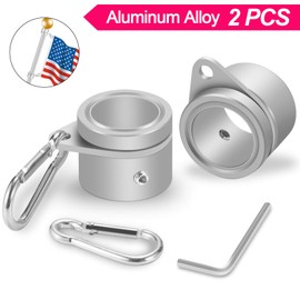 BONWIN 1.25" Flag Pole Rings, 2 Pcs Anti Wrap Flag Pole Clips Swivels, 360° Rotating Flagpole Mounting Rings, Aluminum Alloy Spinning Flag Pole Kit Parts for 1.02-1.25" Diameter (1.25 Inch, Silver)