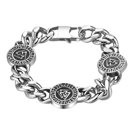 Cupimatch Viking Jewellery for Men: Men's Bracelet Cuban Bracelet Stainless Steel Men's Bracelet Bangle Gifts for Men, Stainless Steel