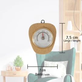 Lantelme Indoor Thermometer with Wooden Frame Temperature Display -10 to +50 °C Analogue 7.5 x 6.7 cm Bimetal Wood Thermometer for Indoor Room Wooden Thermometer with Metal Eyelet for Hanging (Light)