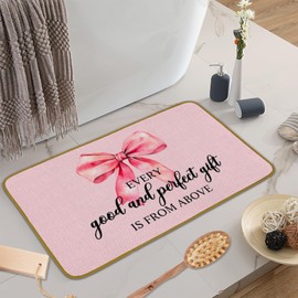 JUIOEIU Coquette Pink Bow Doormat, Coquette Preppy Floor Mat, Pink Preppy Bow Welcome Doormat for Girly Room Bedroom Dorm Indoor Outdoor Front Door Porch Entrance Entryway Furniture (17 x 30 Inch)