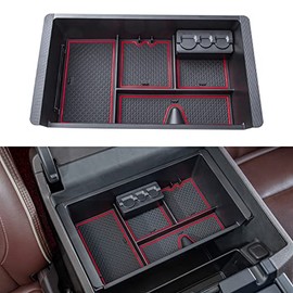 JKCOVER Compatible with Chevy Silverado/GMC Sierra 2014-2018 and Chevy Tahoe Suburban/GMC Yukon 2015-2020 Center Console Organizer Tray Accessories-Full Console w/Bucket Seats ONLY - (Black Trim)