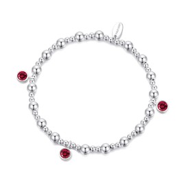 Philip Jones July (Ruby) Birthstone Stretch Charm Bracelet with Quote Gift Box