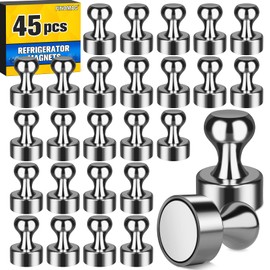 FINDMAG 45 Pack Refrigerator Magnets, Small Magnets for Hanging, Fridge Magnet for Whiteboard, Mini Magnets, Strong Magnet for DIY, Home, Cabin (Black)