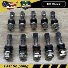 GEARZAAR 10x Stainless Steel Wheel Tire Valve Stems Hight Pressure Bolt in with Caps Jwoj