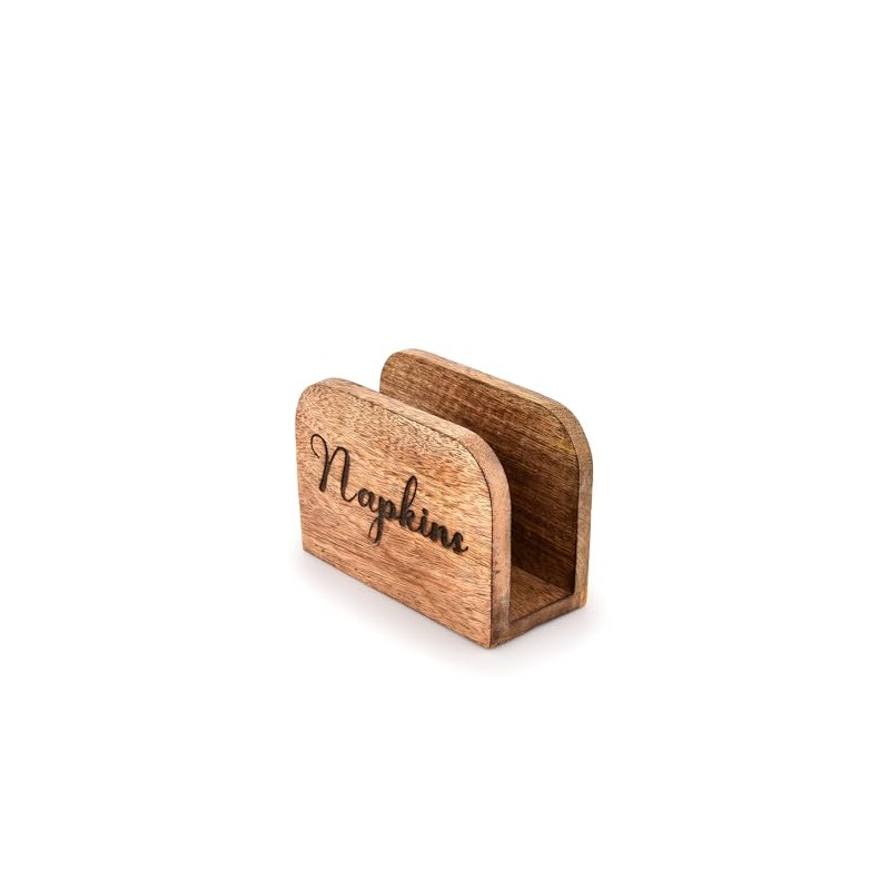 Mahasu Napkin Holder Mango Wood Kitchen Upright Paper Napkin Storage