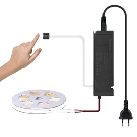 lichtvoll 5 m COB LED Strip Cold 6000 K with Touch Dimmer Switching and 60 W Power Supply, LED Under-Unit Light 5 m Light Strips for Acoustic Panels Light Strip Kitchen