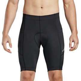 Baleaf Men's Cycling Pants, Racing Pants, Road Bike, 3D Sculpted Gel Pad, Bicycle, Motorcycle, Shock Absorption, Pain Reduction, UPF 50+, Hybrid Bicycle, Elastic, Sweat Absorbent, Quick Drying, Cycling Wear with Pocket, Mountain Bike, Black, Medium (M)