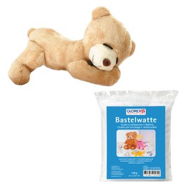 Glorex 04528- 1K - Complete Set Cuddly Toy for Stuffing Yourself, Sleeping Bear Max, Approx. 26 cm, Includes 100 g Cotton Wool, for Crafts and Cuddling