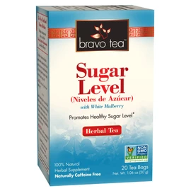 Bravo Tea Sugar Level Herbal Tea Caffeine Free, 20 Tea Bags, 6 Count