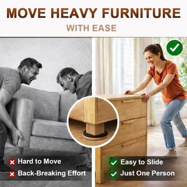 Felt Furniture Sliders for Hardwood Floors Protectors, PISAO 16 PCS 3 ½” Heavy Duty Furniture Pads Movers for Hard Surfaces - Chair Leg Protectors, Move Large Furniture Easily