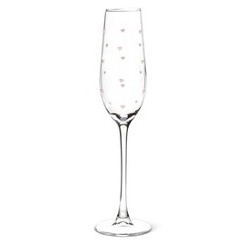 Abbott Collection Champagne Flute with Textured Hearts - Glass, Clear/Pink, 10.5" H (8oz)