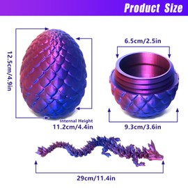 Claofoc 3D Printed Dragon Egg Dragon in Egg Mysterious Realistic Dragon Figures 3D Dragon in Egg Easter Dragon Eggs Home Decor Gifts Toy (Laser Purple)