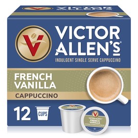Victor Allen's Coffee French Vanilla Cappuccino, 12 Count, Single Serve Cappuccino Mix for Keurig K-Cup Brewers