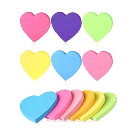 Sticky Notes Set, Heart Post It Notes Pack, for Office Home School Meeting(6 Pad, Random Color)