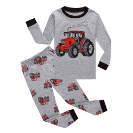Family Feeling Tractor Little Boys Long Sleeve Pajama Sets for Child Cotton Pyjamas Toddler Kids Pjs Size 4T