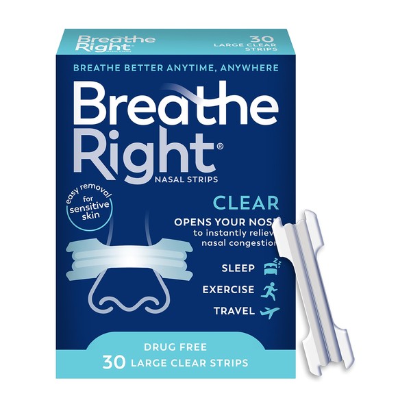 Breathe Right Breathe Right Nasal Strips Clear Large 30ct (Packaging
