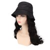 Hat Wig Women Detachable Middle Length Black Brown Curly Wavy