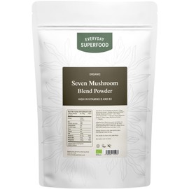 Everyday Superfood Organic Seven Mushroom Blend Powder 100g, 7 Mushrooms Including Lion's Mane, Suitable for Cooking and Coffee Drinks